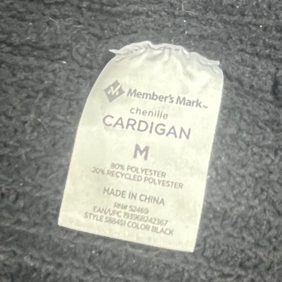 Members Mark Cardigan Chenille Sweater Womens Medium Black Open Front - Picture 6 of 7